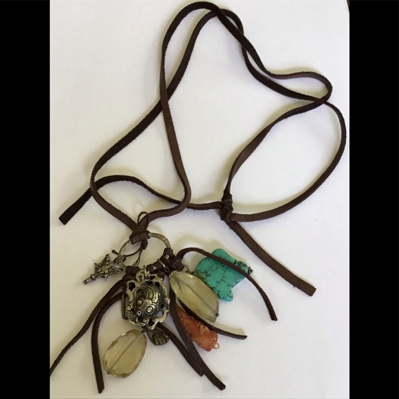 Love Heals Jewelry - Love Heals Mixed Charms Gems Leather Necklace
